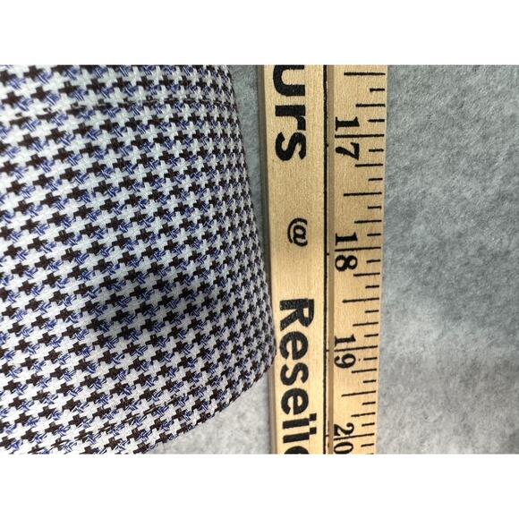 Johnston & Murphy Dress Shirt Sz L Blue Brown White Textured Button Up Flip Cuff - Picture 13 of 13